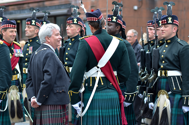 Provost Mike Robbins of Stirling inspects the Argyll and Sutherland Highlanders - Farewell Parade, Stirling 2013