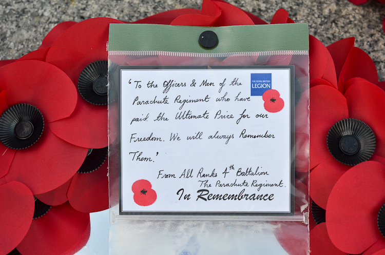 Wreath 4th Battalion Parachute Regiment - Remembrance Sunday Glasgow 2014