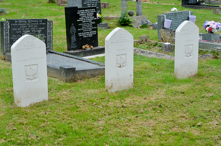 Polish war graves of E. Korfel, J. Koza and M. Slobodzian at Blacon cemetery Chester.