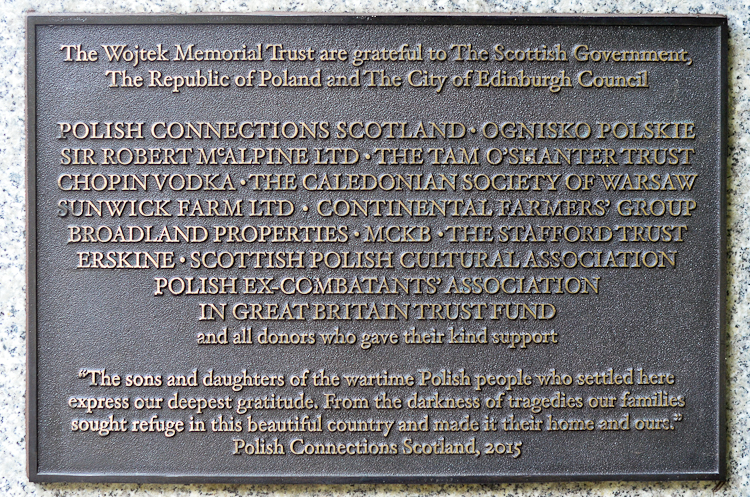 Wojtek the Bear Memorial Plaque - Princes Street Gardens Edinburgh