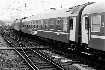 Ost-West Express Train Departure - PKP Sleeper Car - Brussels Midi 1995 British Rail