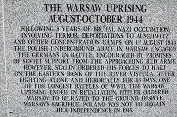 Warsaw Uprising August 1944 to October 1944 - Polish Armed Forces Memorial