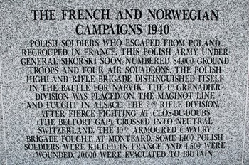 Polish French and Norwegian Campaigns 1940 - Polish Armed Forces Memorial