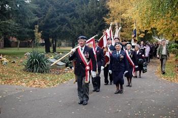 Standards in the Parade for Polish Airmen, All Souls, Newark Cemetery