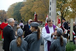 Polish Priest at All Souls Service at Newark Cemetery