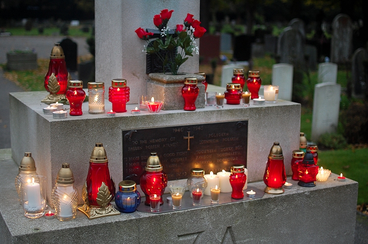 Candles on Memorial Cross, Polish War Graves, Newark
