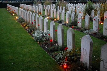 Candles on the Graves of Polish Airmen at Newark - All Souls