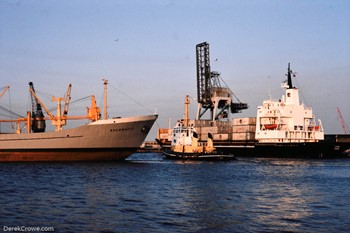 Kolymales Soviet Cargo Ship - Carron Tug - Imtor Container Ship - Grangemouth Docks