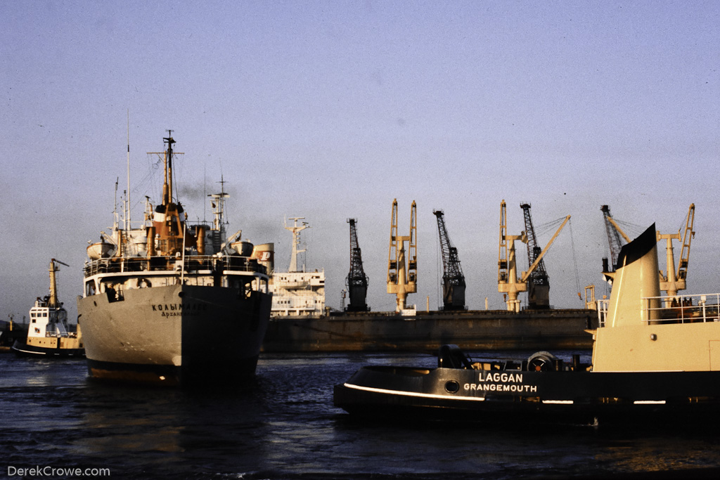 Kolymales Soviet Freighter - Laggan and Carron Tugs - Grangemouth Docks