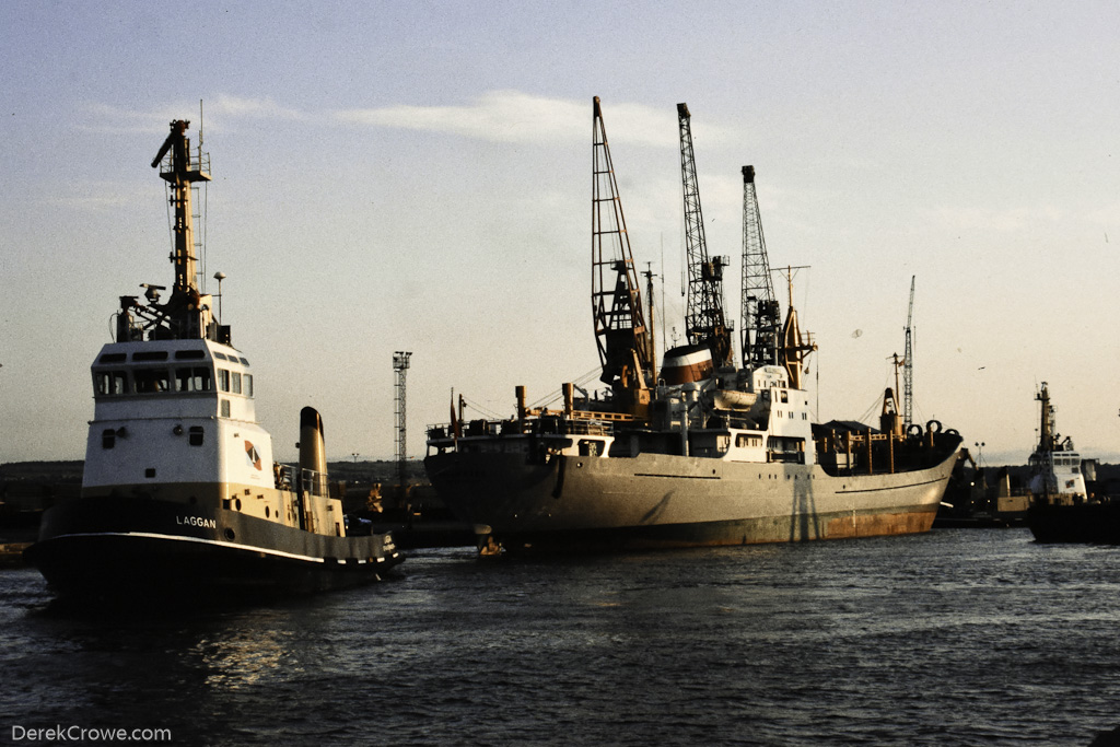 Kolymales Soviet Cargo Ship - Tugs Carron and Laggan -  Grangemouth Docks