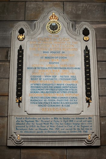 Royal Scots Fusiliers Memorial, Paisley Abbey Scotland